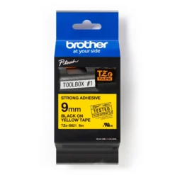 Brother tape TZe-S621, sort/gul, 9 mm x 8 meter