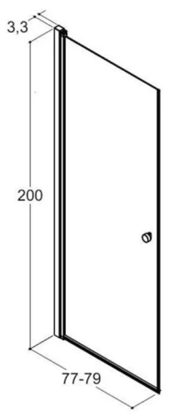 Brusedør Match, 200 cm, 77-79 cm, satin-klar