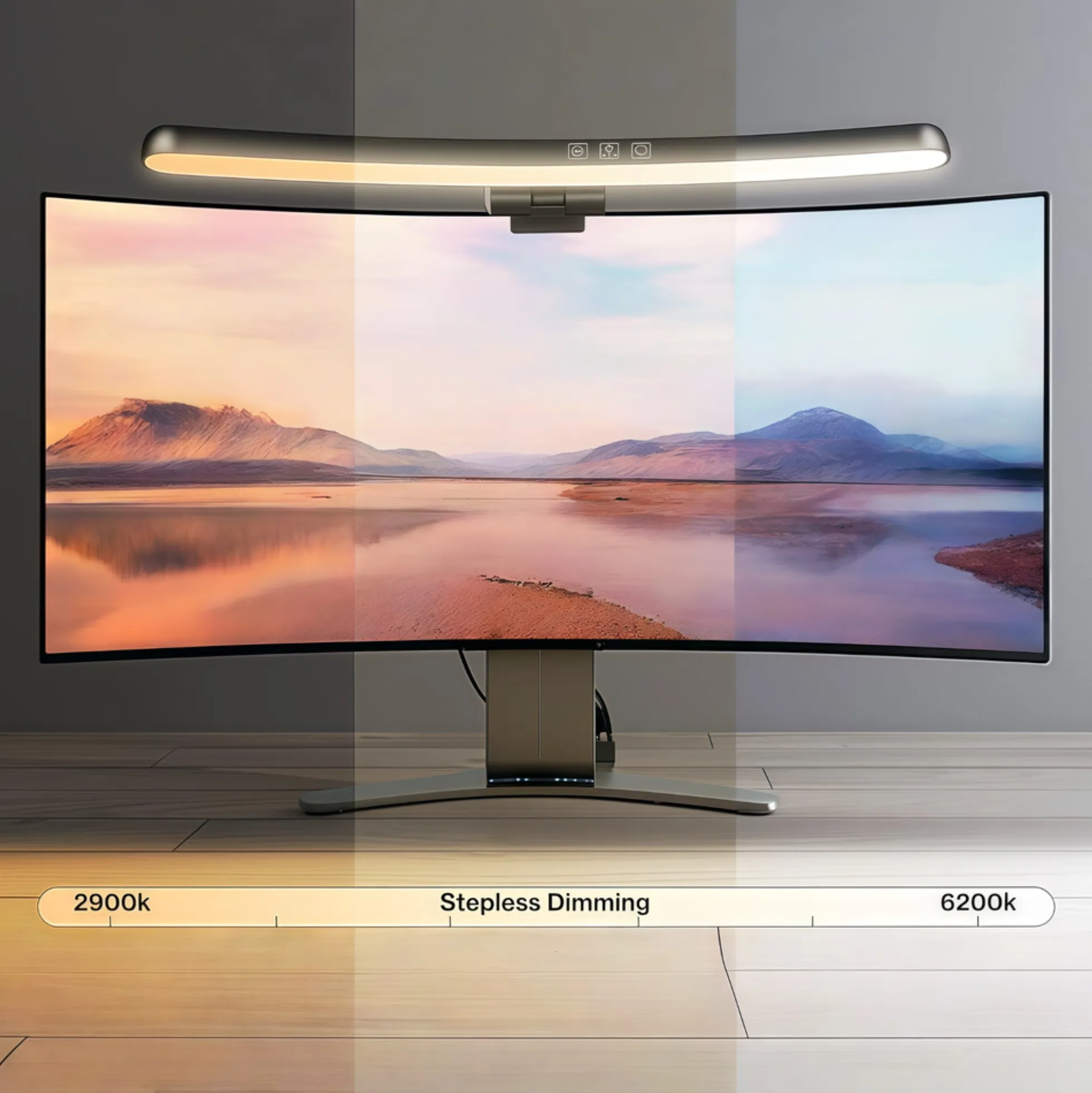 Buet monitor skærmlys CCT, 40cm bred, til PC skærm, med touch styring