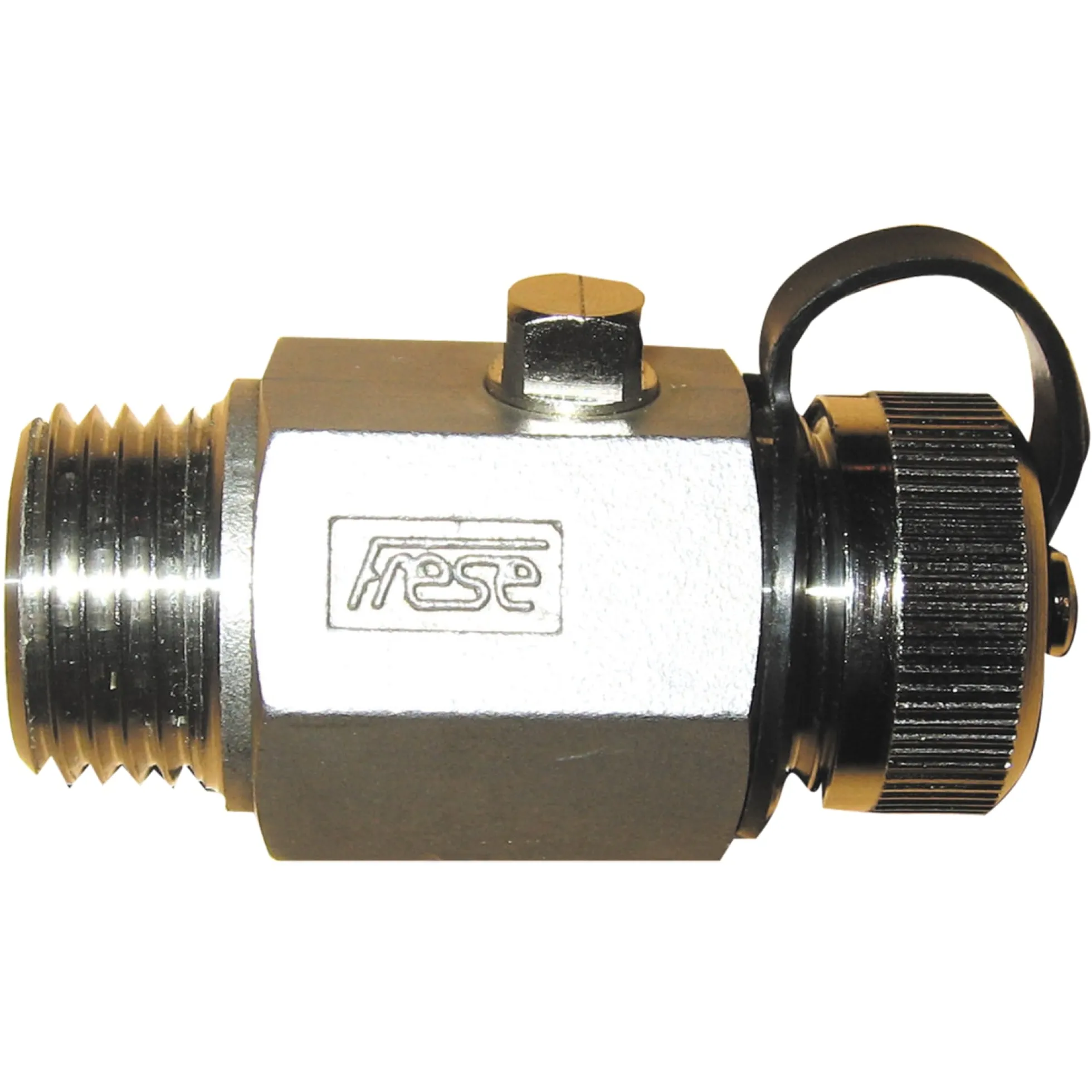 bundhane, 1/2" DN15, nippel/nippel, m/slutmuffe, SS rustfri