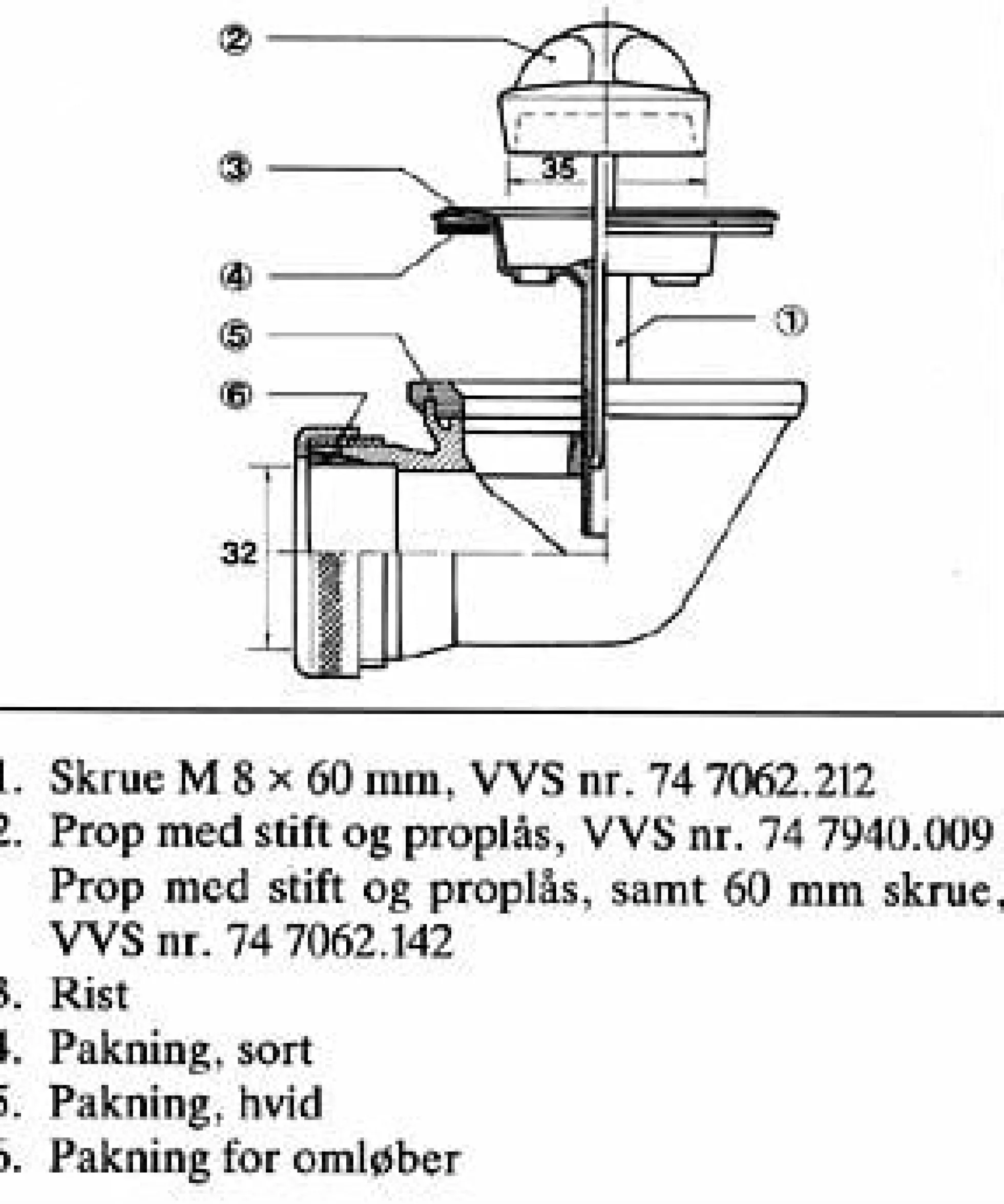 Bundventil, 1 1/4", Karfa, med prop, krom