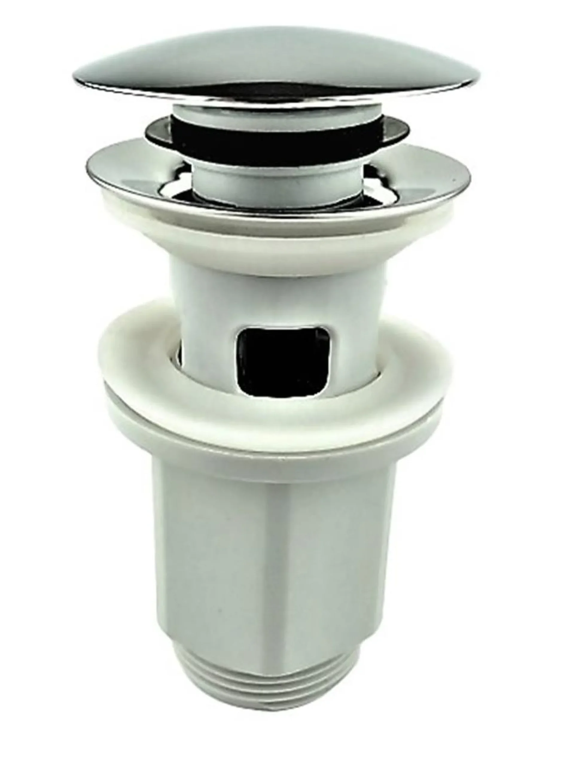 Bundventil pop-up, 1 1/4", med overløb, plast, forkromet