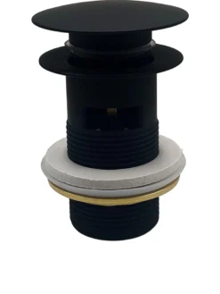 Bundventil push-up, 1 1/4" med overløb, sort