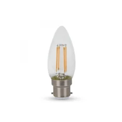 B22 4W LED kertepære, Samsung LED chip, kultråd, varm kulør - 400 lumen, 300 graders spredning