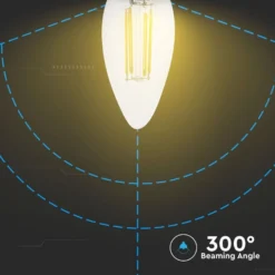B22 4W LED kertepære, Samsung LED chip, kultråd, varm kulør - 400 lumen, 300 graders spredning