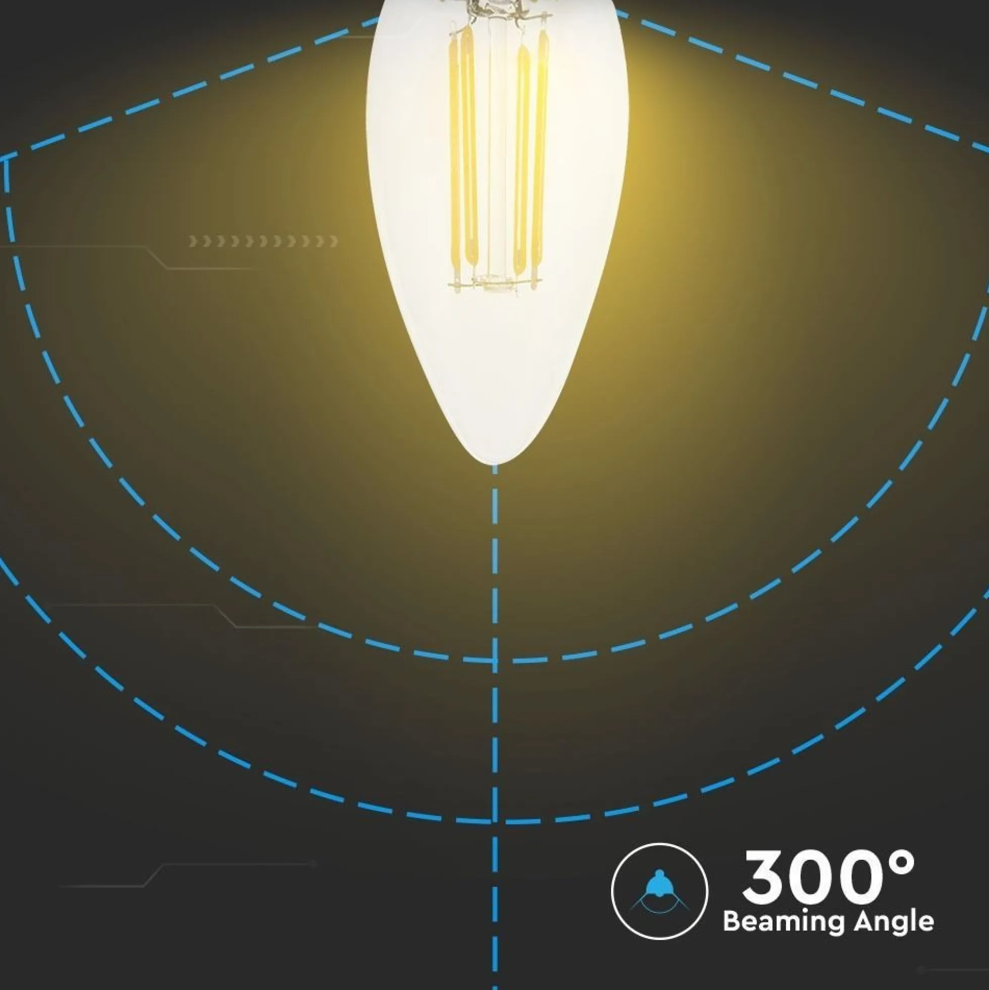 B22 4W LED kertepære, Samsung LED chip, kultråd, varm kulør - 400 lumen, 300 graders spredning