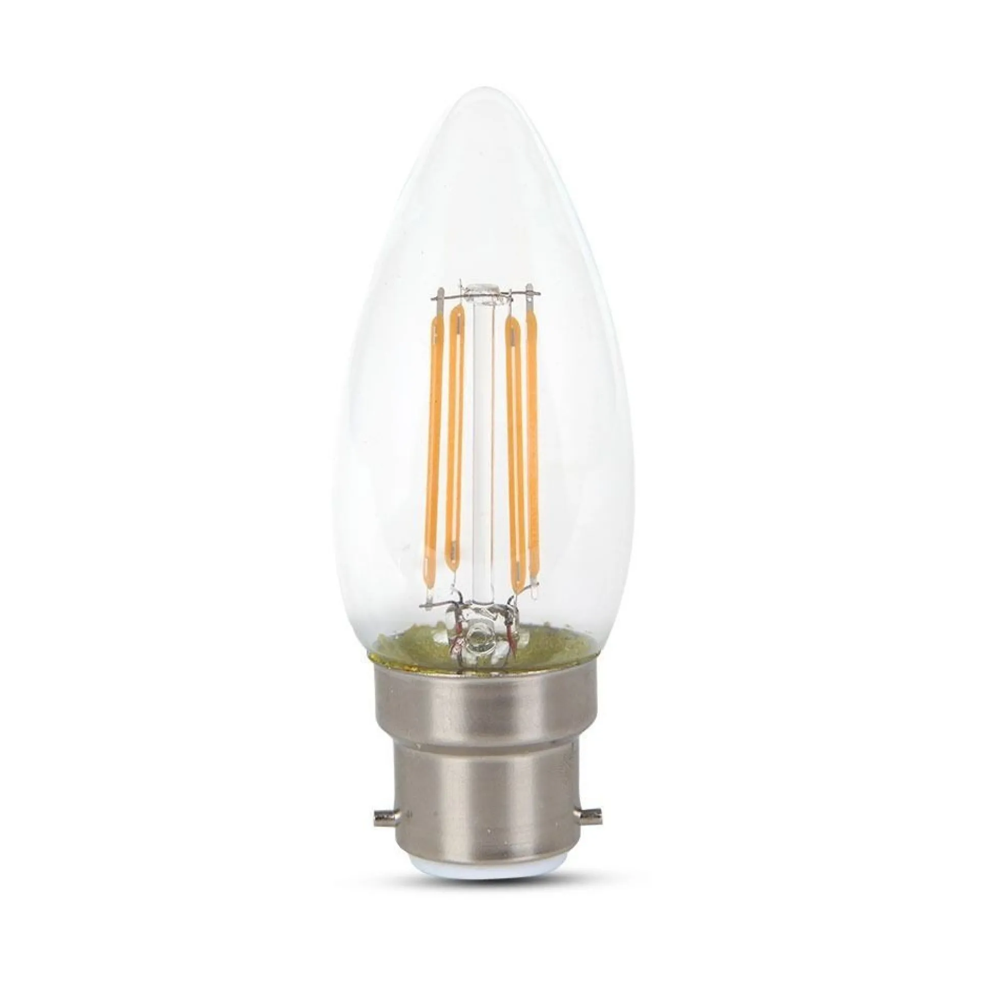 B22 4W LED kertepære, Samsung LED chip, kultråd, varm kulør - 400 lumen, 300 graders spredning