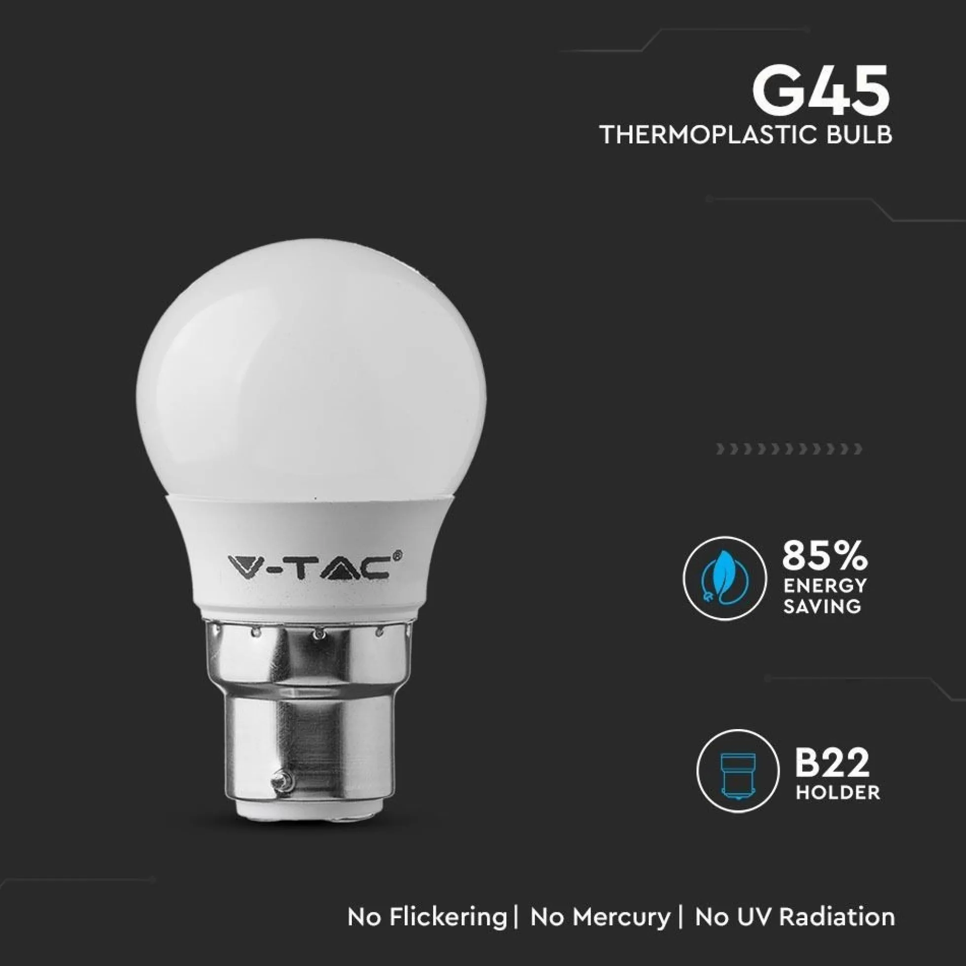 B22 5,5W LED pære - G45, Samsung LED chip, varm kulør