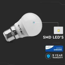 B22 5,5W LED pære - G45, Samsung LED chip, varm kulør