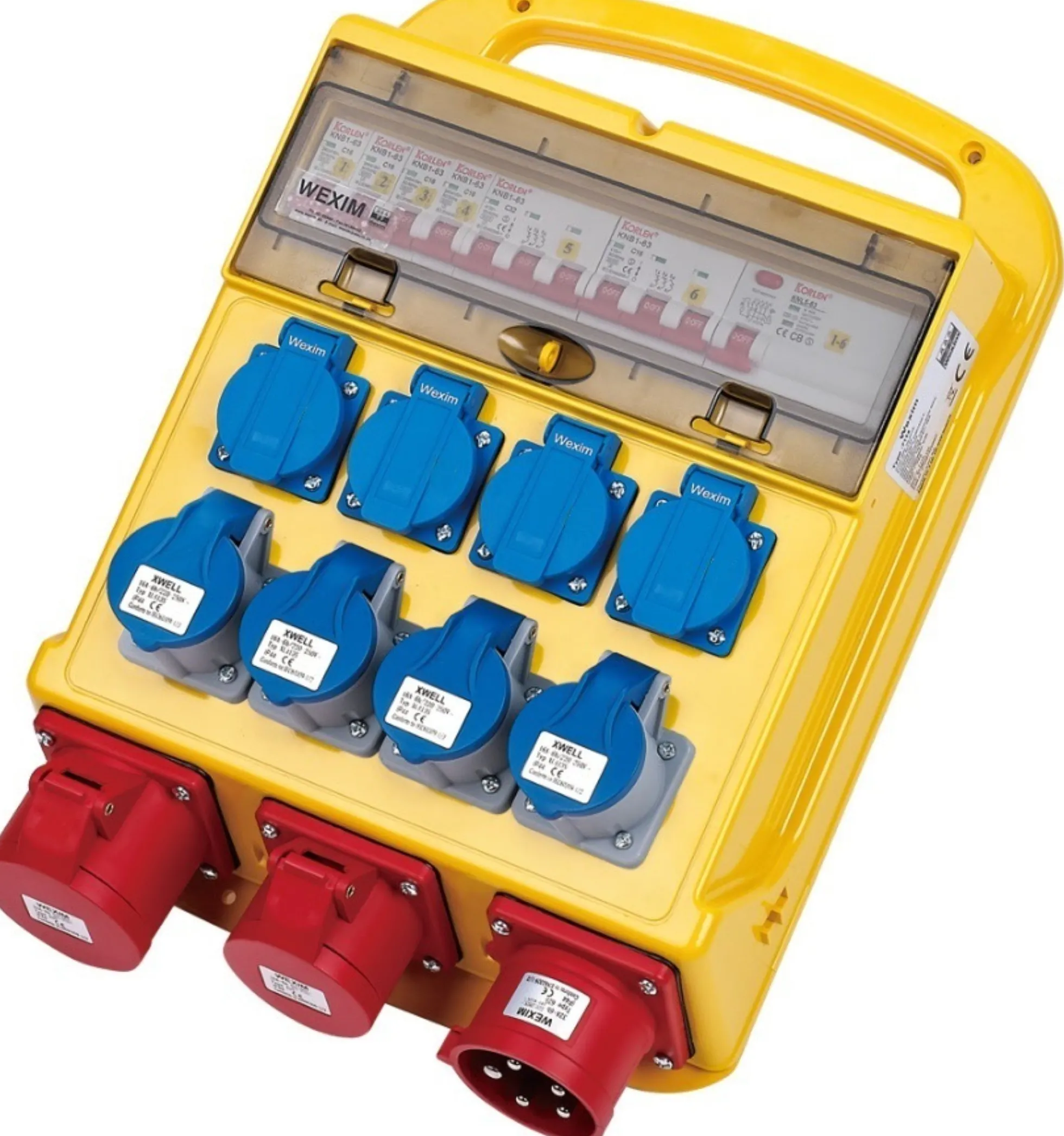 Byggepladstavle 32A, 4xDK + 1xCEE 32A + 16A 400V + 4xCEE 16A 230V