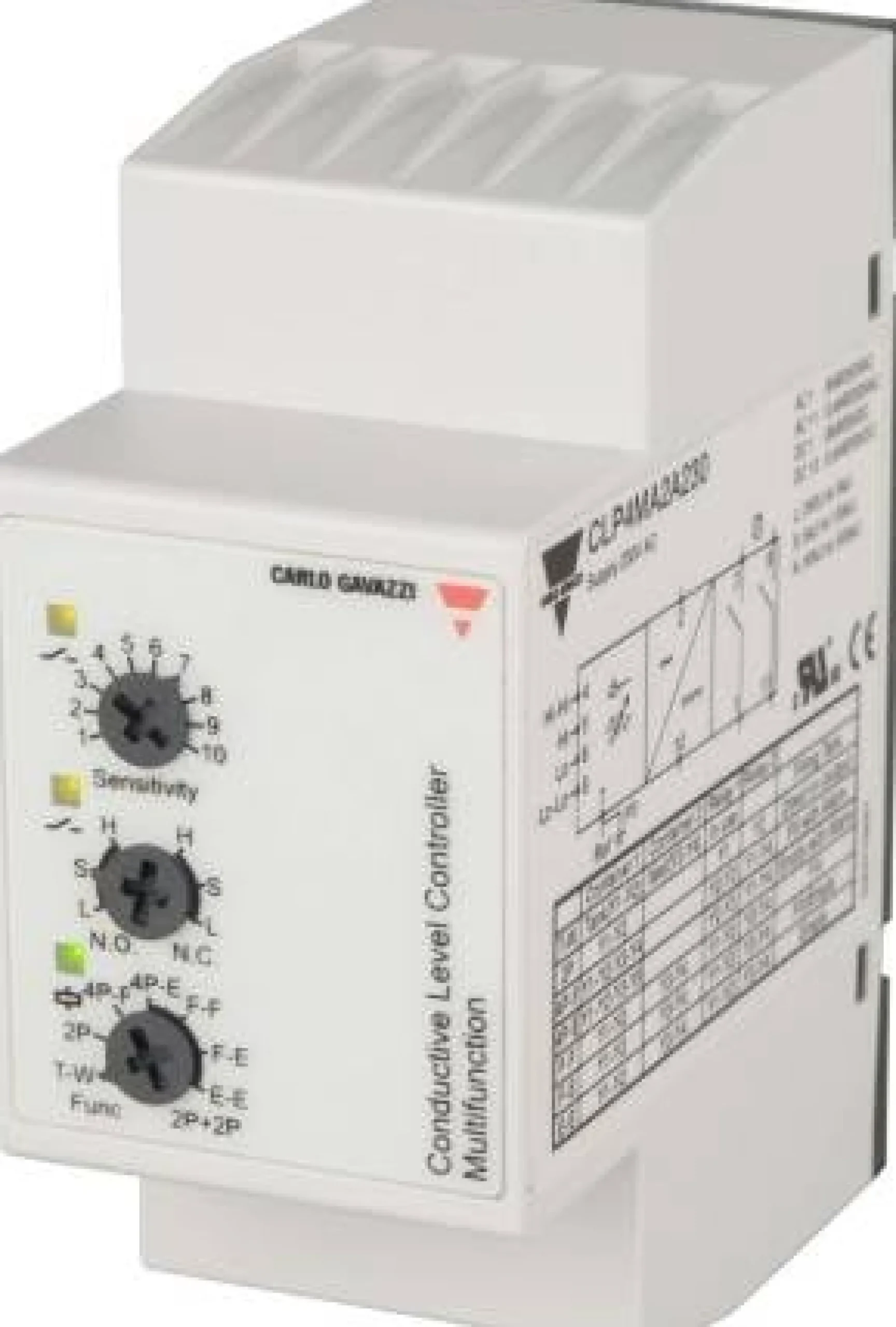 Carlo Gavazzi – Niveaurelæ/forstærkerrelæ for konduktiv sensor, 230Vac/dc (CLP4MA2A230)