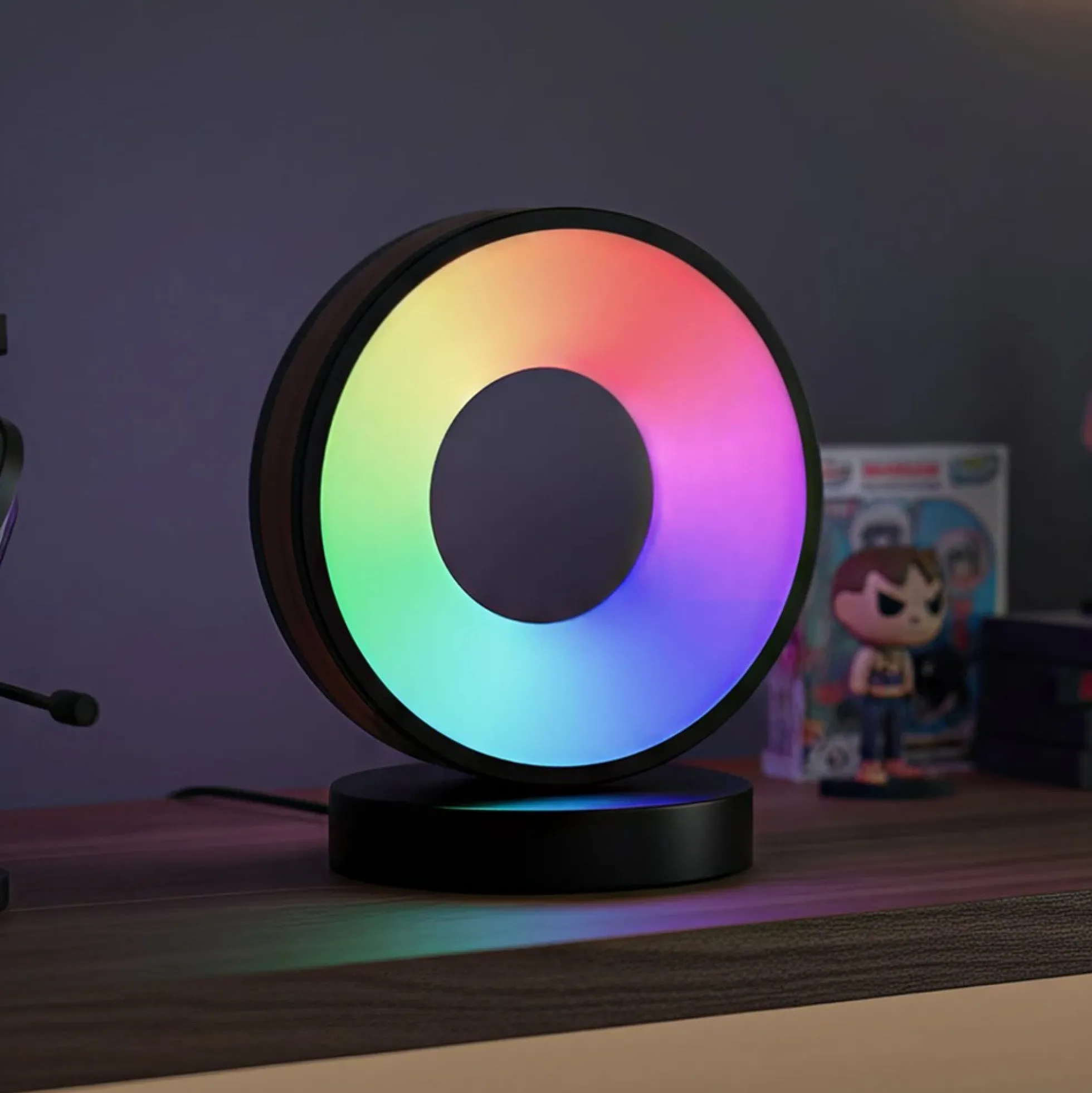 Cirkel RGBIC lampe, 18x15cm, Bluetooth, 5V USB