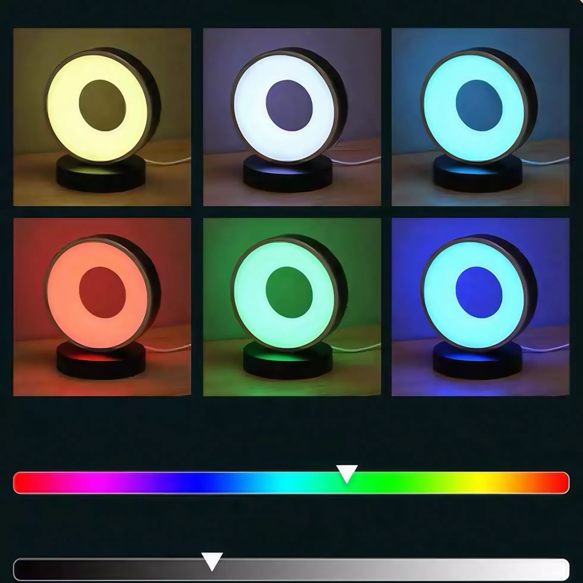 Cirkel RGBIC lampe, 18x15cm, Bluetooth, 5V USB