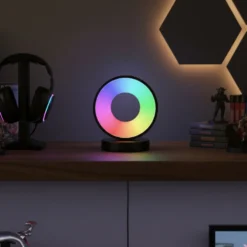 Cirkel RGBIC lampe, 18x15cm, Bluetooth, 5V USB