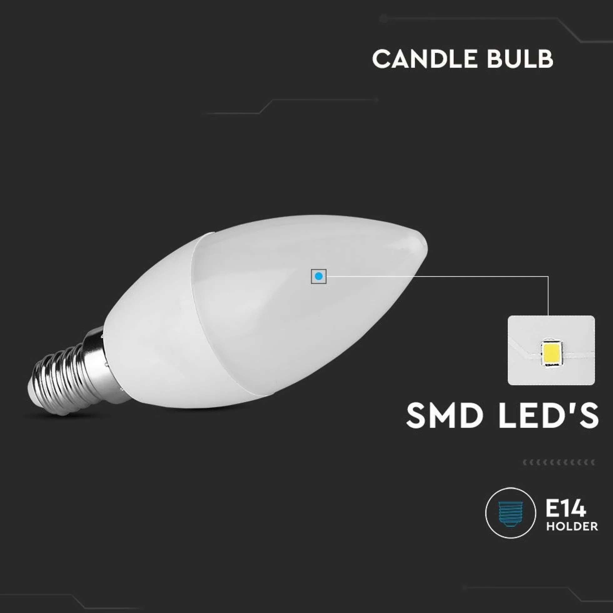 C37 LED Pære, 3,7W, E14 - Plastik, Samsung Chip, 3000K