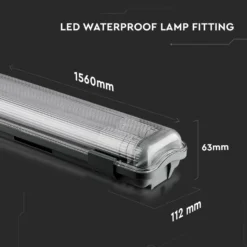 150cm LED armatur, T8, 44W, IP65, 6400K, kold hvid