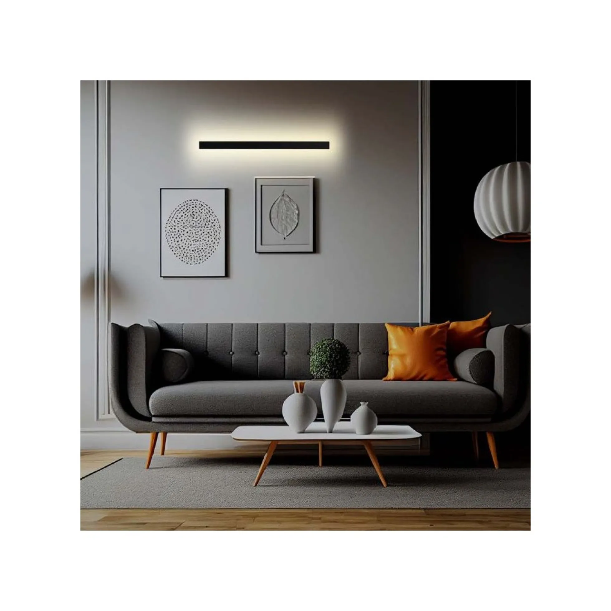 141cm 23W lineær udendørs væglampe, IP65, RA90, sort antracit, 150° lysspredning, 3000K - Kulør: Varm