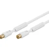 Coax kabel, M-F, 10 meter, hvid, 75 Ohm, med ferritfiltre, til 100Hz TV, dobbelt afskærmet