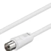 coax, M-F, 7.5 meter, hvid, 75 Ohm, dobbelt skærmet