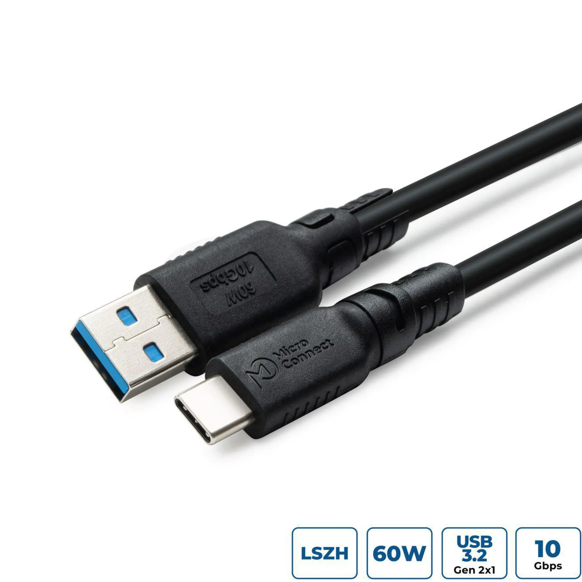 ColorFlex USB-C til USB-A kabel, 60W, 10Gbps, halogenfri (LSZH), USB 3.2 Gen 2