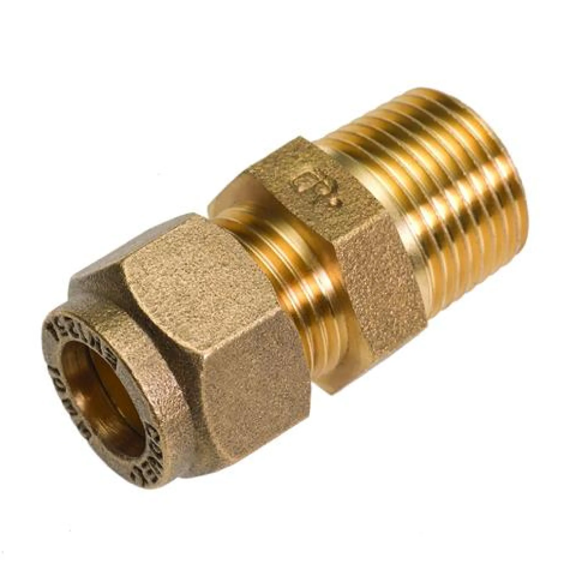 Conex overgangsnippel, 12 mm x 1/2", messing, KIWA-godkendt