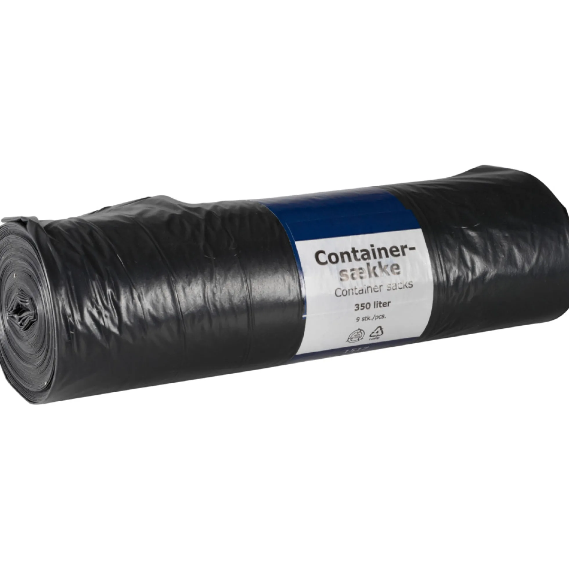 Containersæk LDPE/genanvendt, til tungt affald og udendørs, 350l, sort, 146x160cm - ABENA - 10 stk