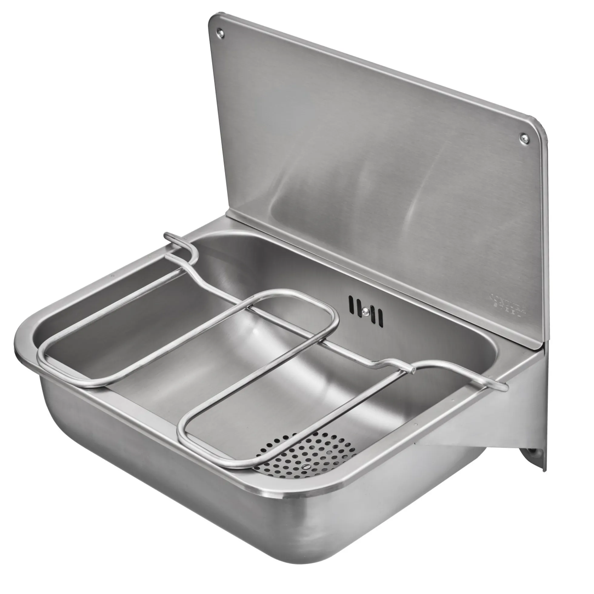 CONTURA rengøringsvask CU 44 GB, væghængt, rustfrit stål, 460 mm bredde, 335 mm dybde, 376 mm højde