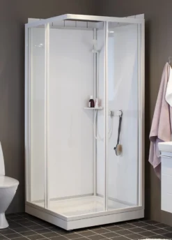 CONTURA SHOWER brusekabine Next, firkantet, 900x700x2010mm, hvid profil, styren glas, skydedør