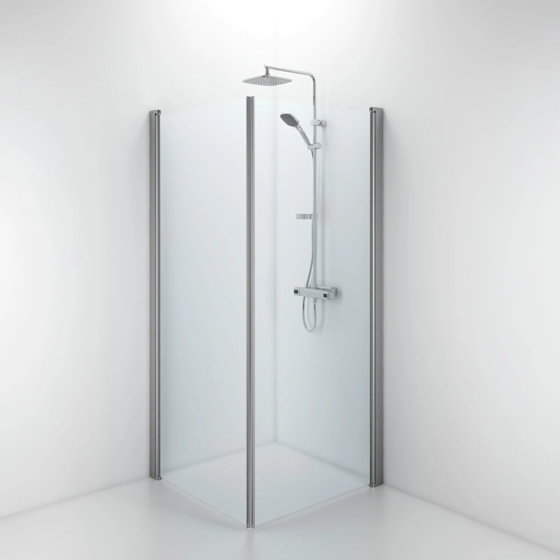 Contura Shower Space lige dør, mat profil, klart glas, 600 mm