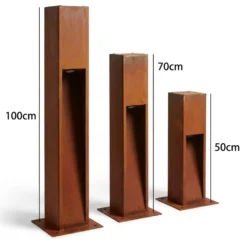 Corten havelampe, 50cm, 12W, IP65, 3000K, 230V, rust