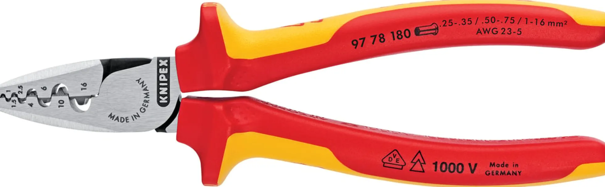 Crimptang til kabeltyller, 180 mm - Knipex