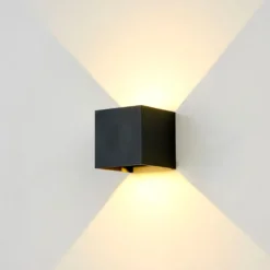 Cubic LED væglampe, 6W, dæmpbar, 3000K, IP65, sort - LEDlife