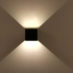 Cubic LED væglampe, 6W, dæmpbar, 3000K, IP65, sort - LEDlife