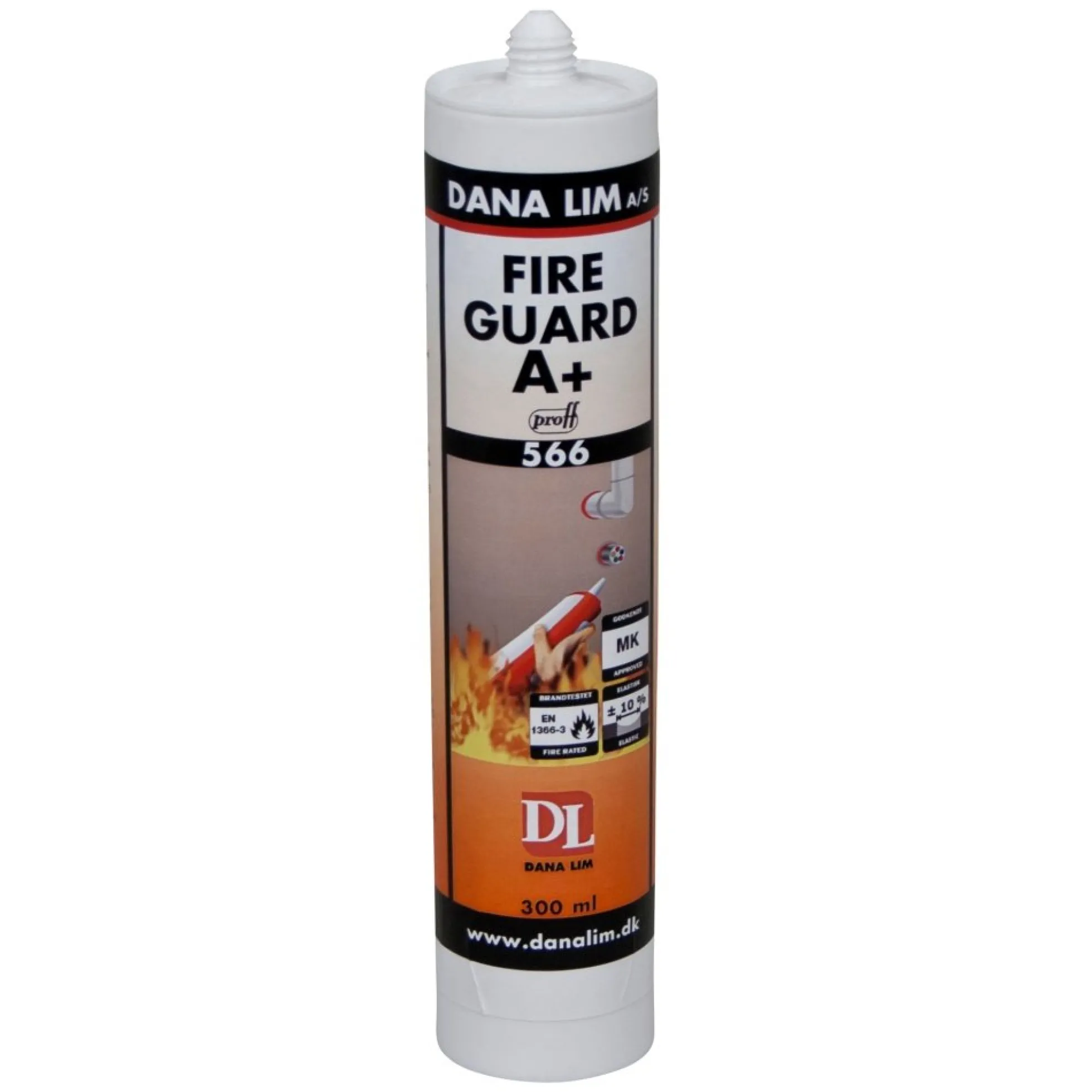 Dana Lim Fire Guard A+ 566, brandfugemasse, hvid, 300 ml patron
