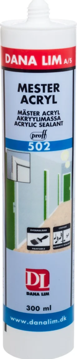 Dana Lim Mester Acryl 502 fugemasse, hvid - 290 ml patron