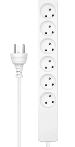 Danish stikdåse, 6-vejs, hvid, med 15 meter EDB kabel