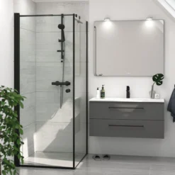 DANSANI brusedør, 200 cm, 97-99 cm, sort/klar