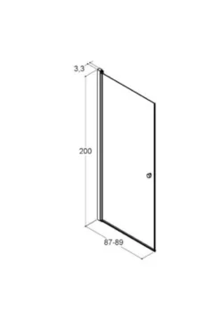 DANSANI brusedør, H: 200 cm, 87-89 cm, sort/klar