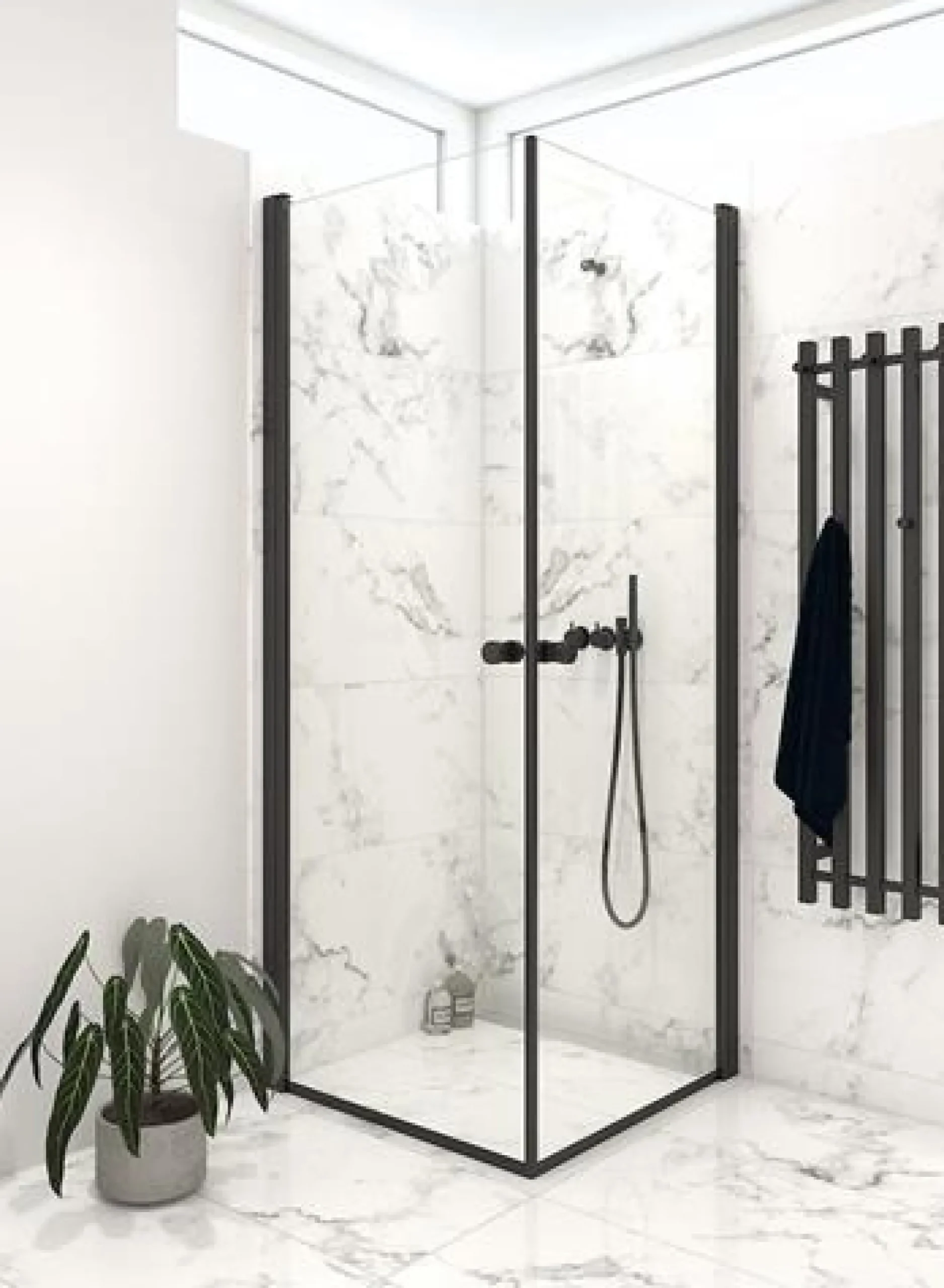 DANSANI brusedør, H: 200 cm, 87-89 cm, sort/klar