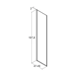 Dansani brusevæg, klart glas, 1978 x 470-490 mm, 6 mm, krom