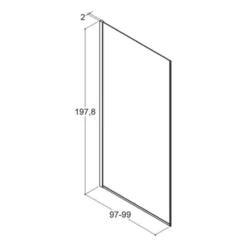 Dansani brusevæg, klart glas, 1978 x 970-990 mm, krom