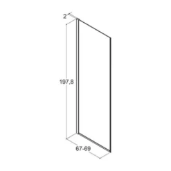 Dansani brusevæg, klart glas, 1978 x 670-690 x 6 mm, krom