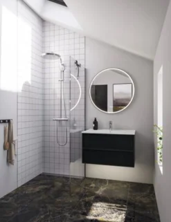 Dansani brusevæg, klart glas, 1978 x 770-790 x 6 mm, krom