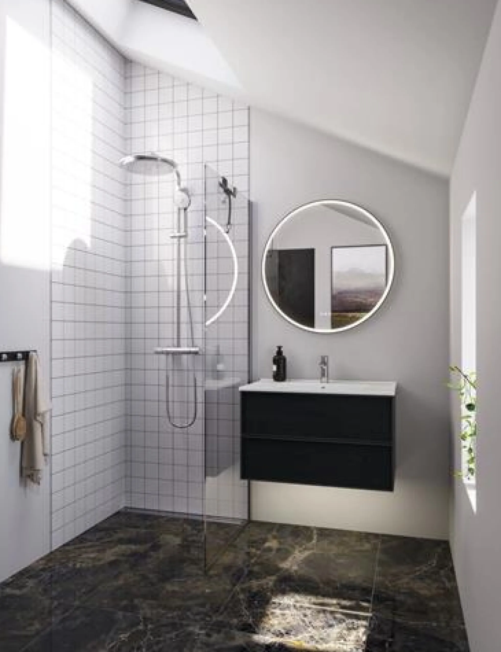 Dansani brusevæg, klart glas, 1978 x 770-790 x 6 mm, krom