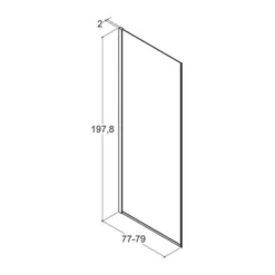 Dansani brusevæg, klart glas, 1978 x 770-790 x 6 mm, krom
