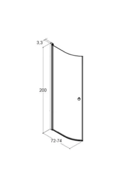 Dansani E91-03 halvrund dør, 200 x 72-74 cm, sort/klart glas