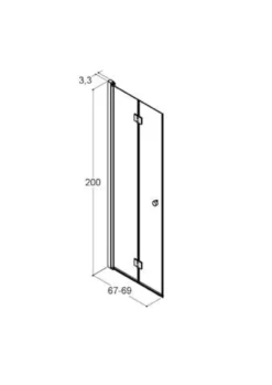 DANSANI Foldedør, 200 cm, 67-69 cm, sort/klar