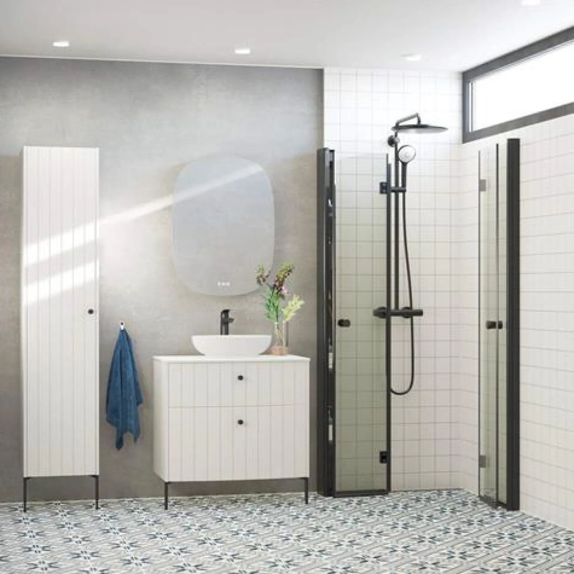 DANSANI Foldedør, 200 cm, 67-69 cm, sort/klar