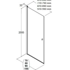 Dansani Match Brusedør, 200 cm, 87-89 cm, klart glas