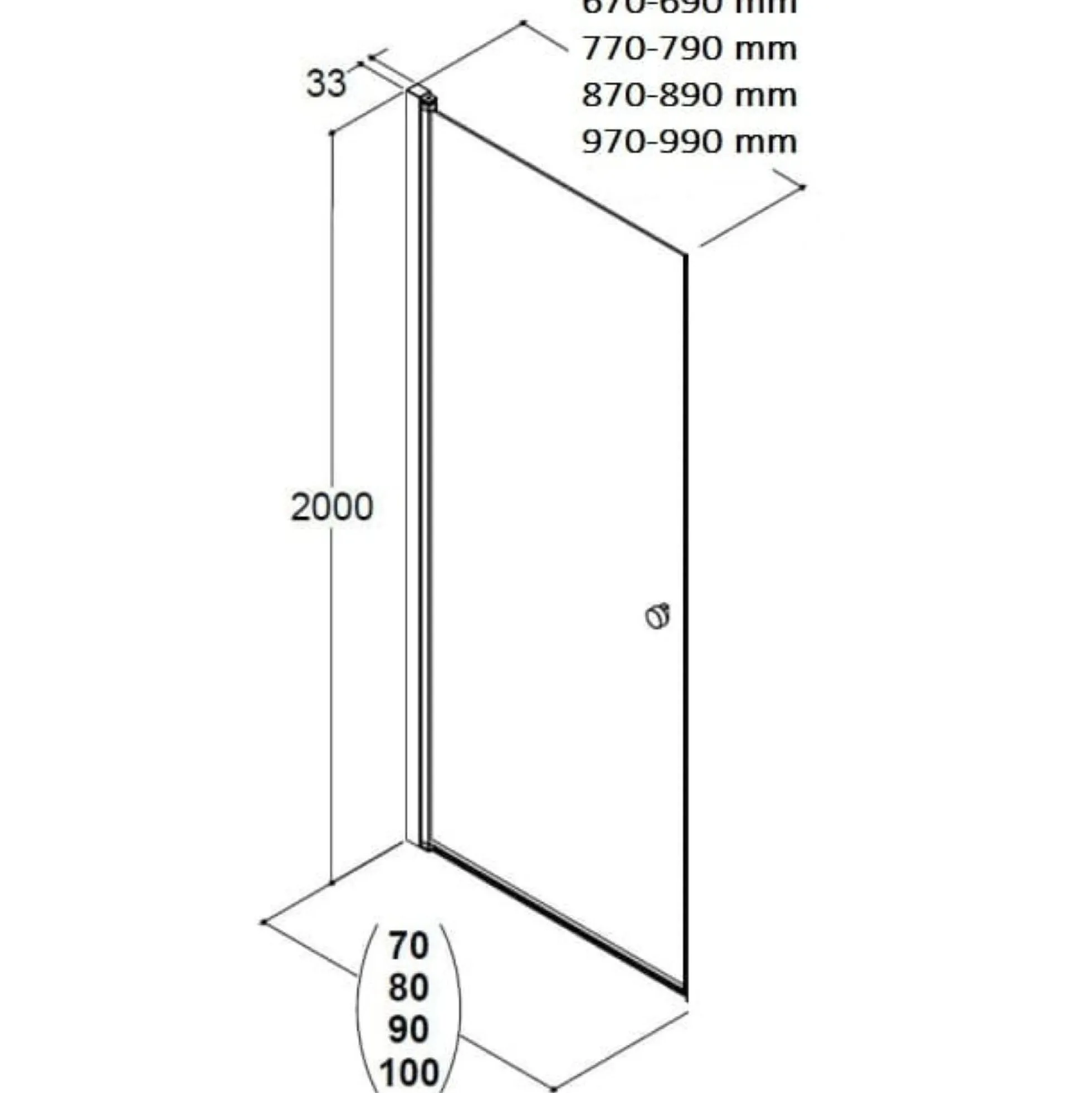 Dansani Match Brusedør, 200 cm, 67-69 cm, klart glas